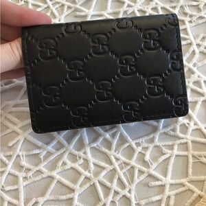Gucci Black logo Embossed Leather Wallet